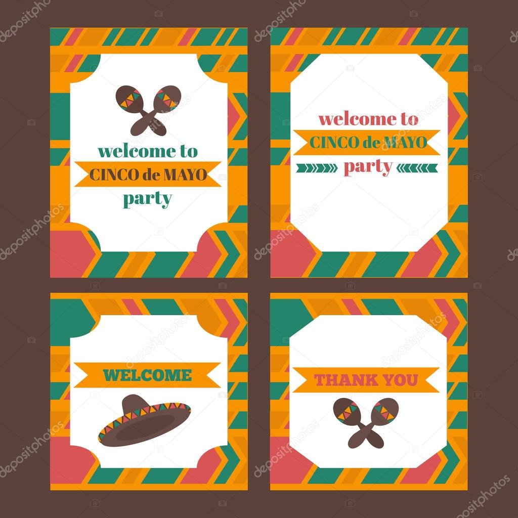 Printable tribal set of mexican fiesta, cinco de mayo   party el