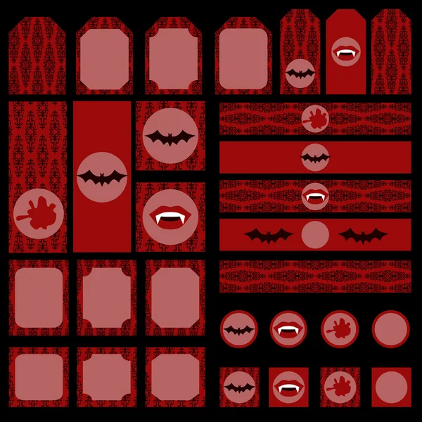 Conjunto imprimible de elementos de fiesta de vampiro vintage . — Archivo Imágenes Vectoriales