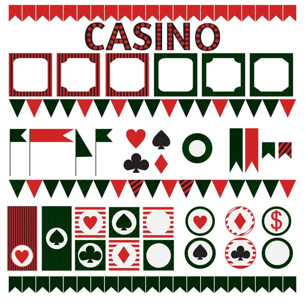 Printable tribal set of vintage casino party elements. — Stock Vector
