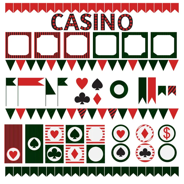 Conjunto tribal imprimible de elementos de fiesta de casino vintage . Vector de stock