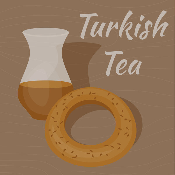 Turkish Tea Cup with traditional bagel