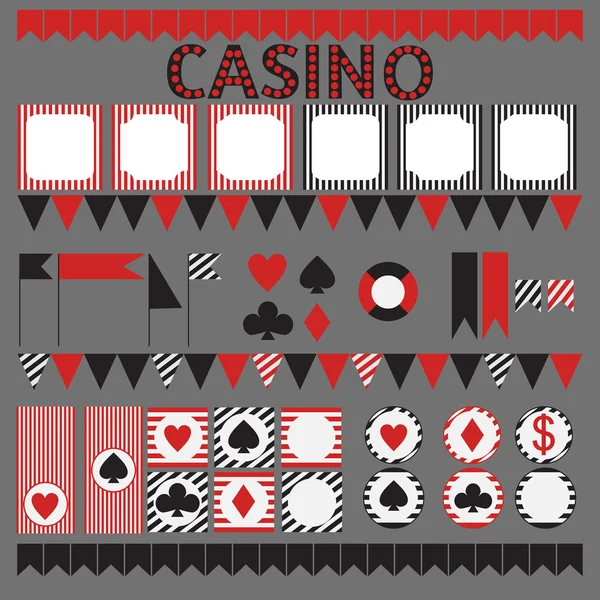 Ensemble tribal imprimable d'éléments de fête de casino vintage . — Image vectorielle