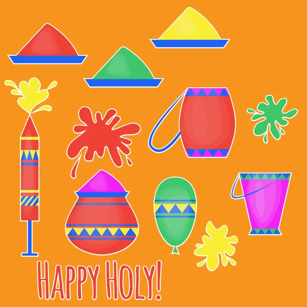 Indio Holi festival tradicional de colores, elementos de diseño en estilo indio, hinduismo celebración colorida — Vector de stock