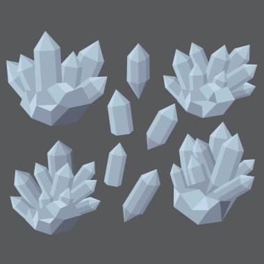 Renkli parlak kristaller. Çokgen taş minerali ve poli şekilli kayaçlar. Zümrüt kristali, yakut kristali, turmalin kristali, kuvars kristali, elmas kristal izole