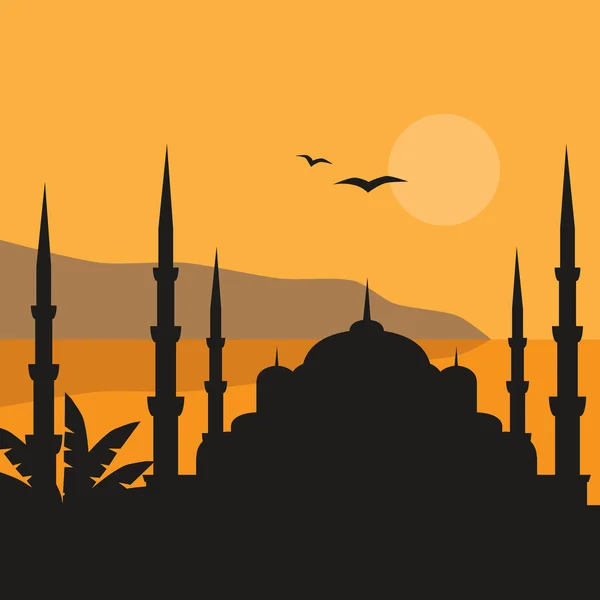 Die blaue Moschee, Sultanahmet camii, Istanbul, die Türkei, die islamische Architektur im Nahen Osten und der Bosporus — Stockvektor