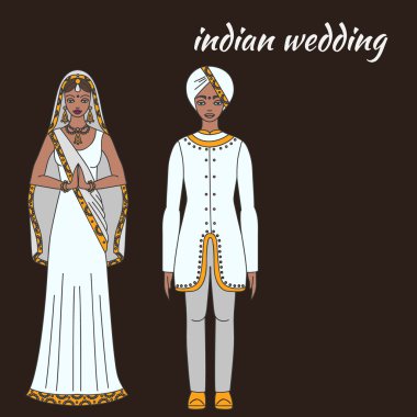  Güney Asya gelin ve damat, düğün töreni. Hint geleneksel kutlama, aşk çift, hinduizm kostüm