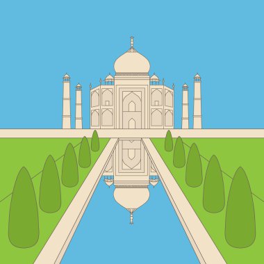 Agra, Hindistan'daki Tac Mahal Tapınağı Simgesel Yapı. Hint beyaz mermer mozolesi, Hint mimarisi