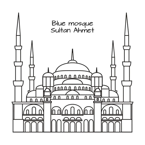 The Blue Mosque, Sultanahmet Camii, Istanbul, Turkey, middle east islamic architecture — Stock Vector