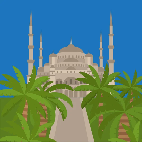 Το Μπλε Τζαμί, το Σουλταναχμέτ Camii, η Κωνσταντινούπολη, η Τουρκία, η Ισλαμική αρχιτεκτονική της Μέσης Ανατολής — Διανυσματικό Αρχείο