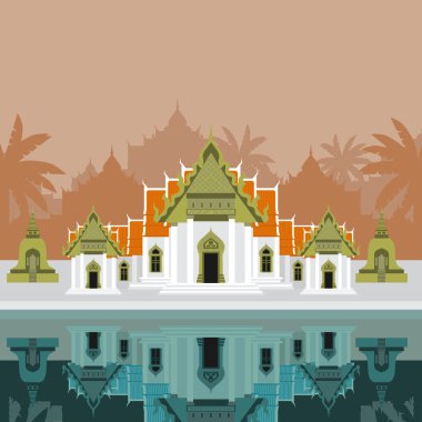 Ünlü Mermer Tapınak Benchamabophit Dusitvanaram Asya Bangkok, Wat - Tayland Budist tapınağı sightseen
