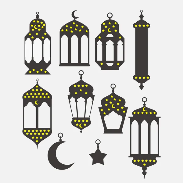 Ramadan Kareem - Islamic Holy Nights, Theme Design background, Ramadan latern, saint fest, arabian and turk religion culture set, — Stock Vector