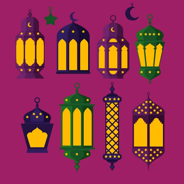 Ramadan Kareem - Malam Suci Islam, latar belakang Desain Tema, busa Ramadan, festival orang suci, arabian dan turk budaya agama ditetapkan , - Stok Vektor