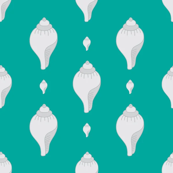 轮廓图标与海螺贝壳无缝模式水族馆，海洋背景，夏季水无缝图案 — 图库矢量图片