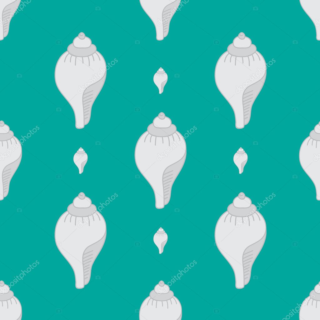 Outline icon with conch seashell seamless pattern aquarium, sea background, summer water seamless pattern