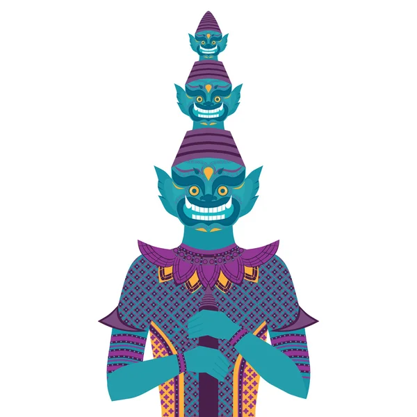 Тайська Храм опікуна гіганта, Таїланд Yaksha демон статуя, Буддизм символ в Бангкоку, азіатські дух — стоковий вектор