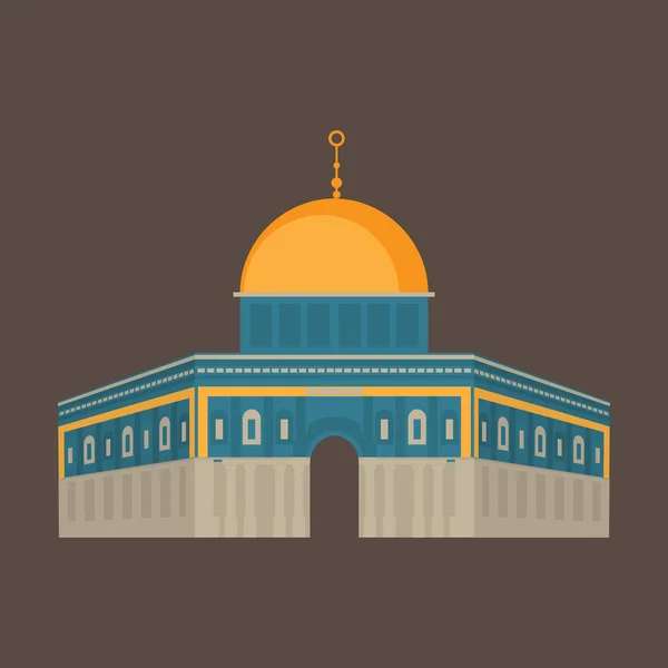 Al-Aqsa-moskén i Jerusalem, Israel. Klippdomen. Religios arkitektur. Royaltyfria Stockvektorer