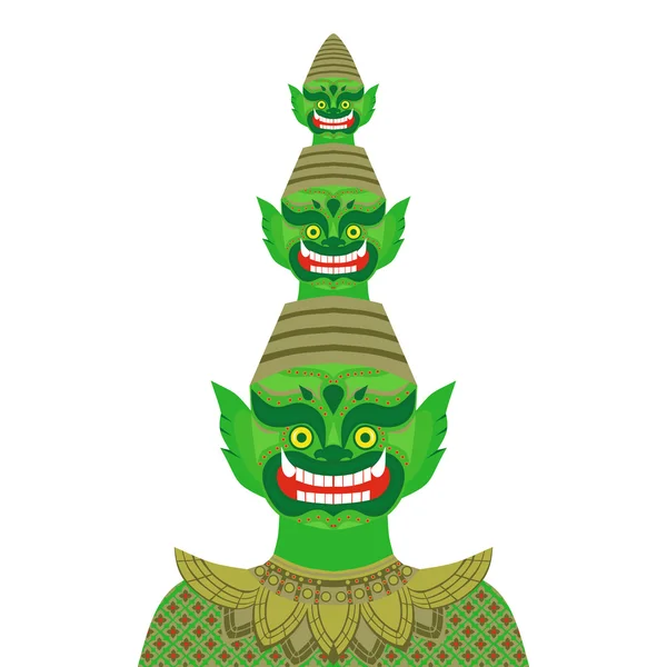 Thaise tempel Guardian reus, Thailand Yaksha demon standbeeld, symbool van het boeddhisme in Bangkok, Asian spirit — Stockvector