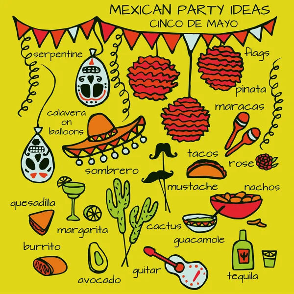 Mexican party ideas — Stock Vector