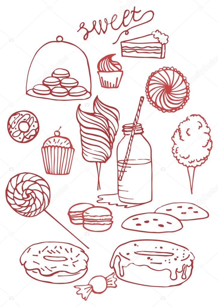 Set of sweets vector