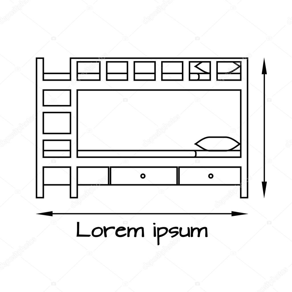 Side View flat illustration of bunk bed
