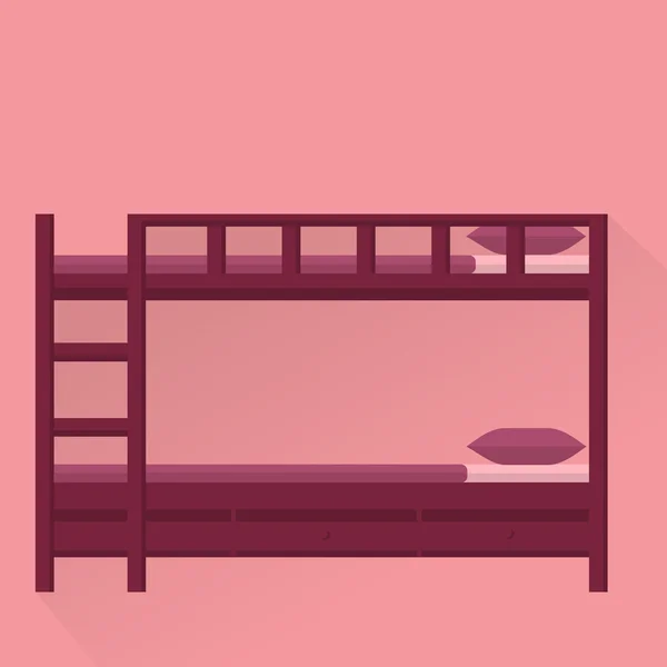 Side View flat illustration of bunk bed — Stock Vector