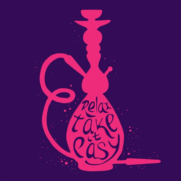 Hookah con la frase relajarse tomarlo con calma, ilustración de narguile — Vector de stock