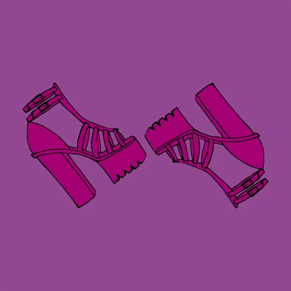 Zapatos de tacón garrapata alta doodle de moda con plataforma — Archivo Imágenes Vectoriales