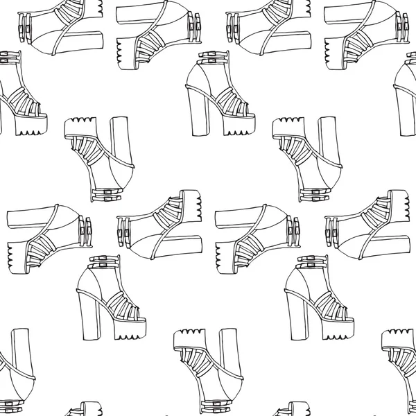 트렌디한 낙서 높은 틱 힐 구두 플랫폼 — 스톡 벡터