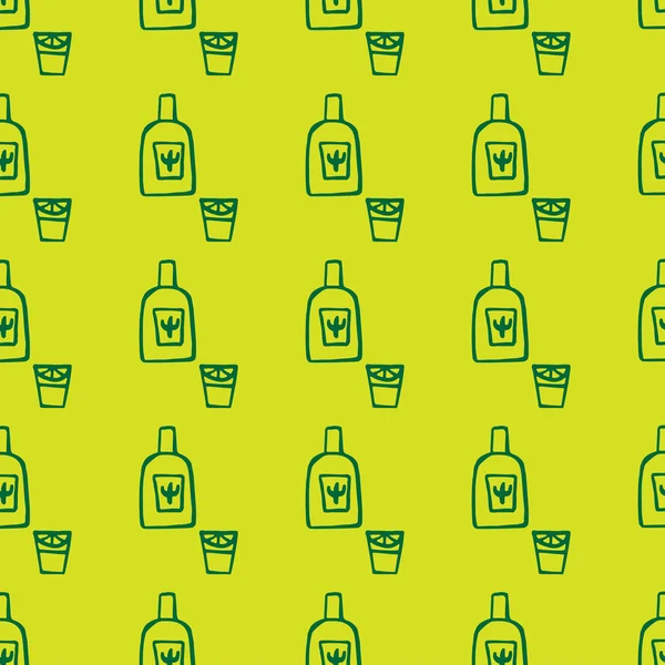 Doodle padrão de tequila mexicana — Vetor de Stock