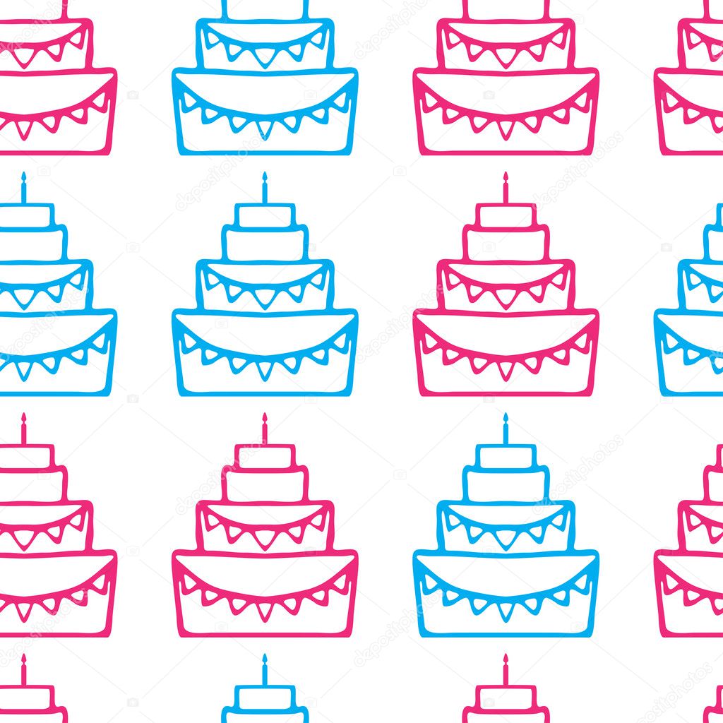 Tasty birthday cake  seamless pattern
