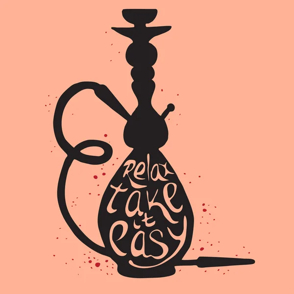 Hookah con la frase relajarse tomarlo con calma, ilustración de narguile — Vector de stock