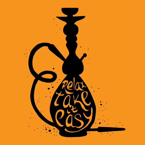 Hookah con la frase relajarse tomarlo con calma, ilustración de narguile — Vector de stock