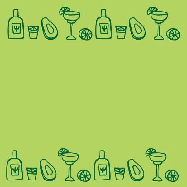 Alcohol mexicano - tequila, margarita — Vector de stock