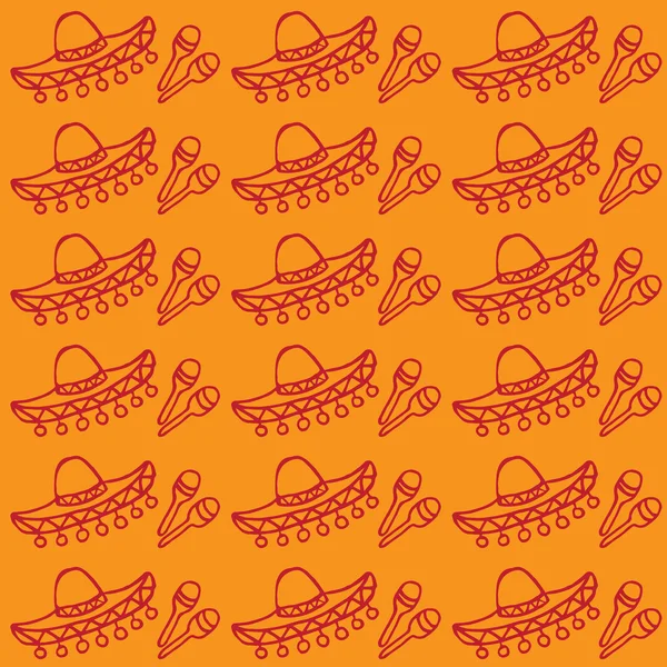 Sombrero de fondo mexicano y maracas — Archivo Imágenes Vectoriales