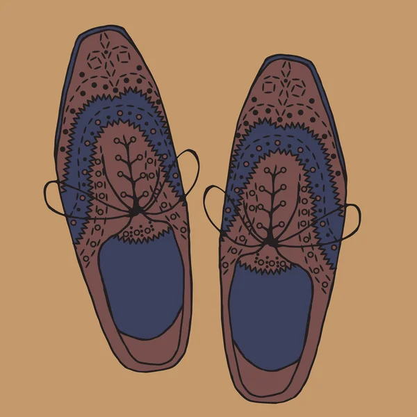 Oxfords scarpe, scarpe doodle hipster lace-up, stile contorno . — Vettoriale Stock