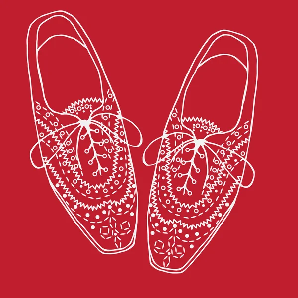 Zapatos oxfords, zapatos doodle hipster lace-Ups, estilo de contorno . — Vector de stock