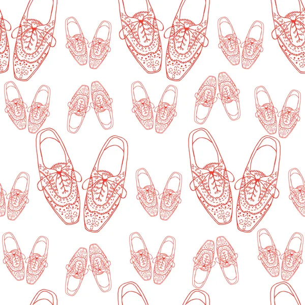 Xfords schoenen, doodle hipster kant-Ups schoenen naadloze patroon — Stockvector