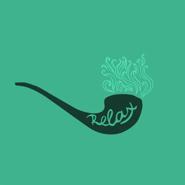 Doodle illustration de pipe à tabac avec fumée et phrase relax — Image vectorielle