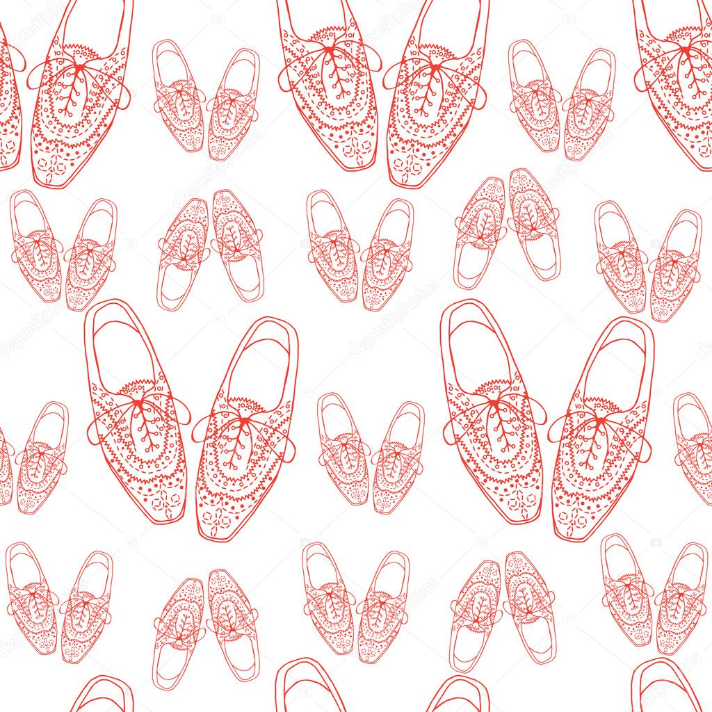 xfords shoes, doodle hipster lace-Ups shoes seamless pattern