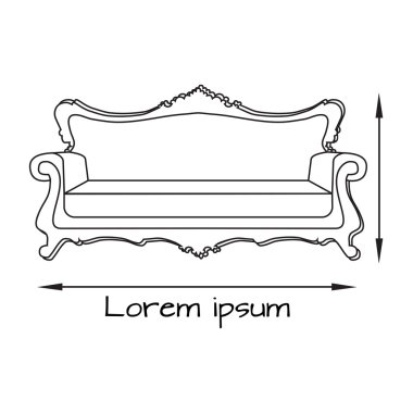 kanepe çizim Illustration. kanepe simgesi 