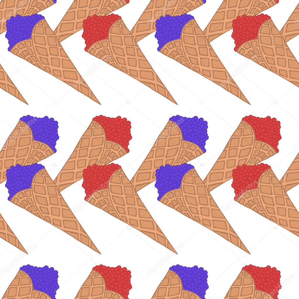 Doodle wafer cone with fruits and berry 