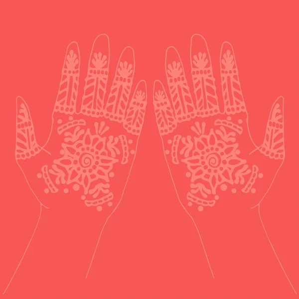 Handen met Indiase mehendi henna — Stockvector