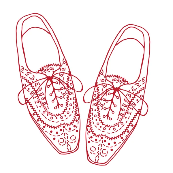 Ilustración de zapatos oxfords, zapatos doodle hipster lace-Ups — Vector de stock