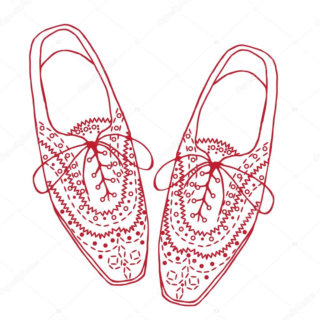 Illustration of oxfords shoes, doodle hipster lace-Ups shoes