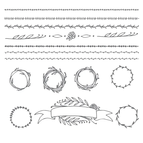 Ancient  wreath, text dividers and borders with laurel leaves, — Stock Vector