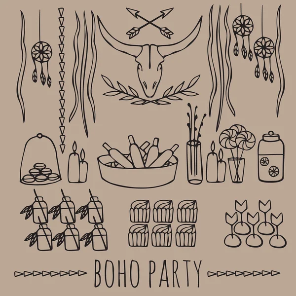 Tribal party ideas in boho style — Stock Vector