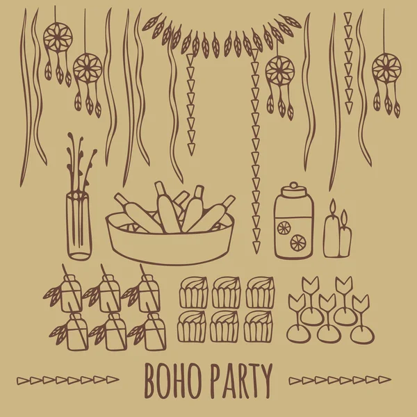 Tribal party ideas in boho style — Stock Vector