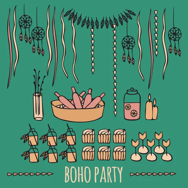 Tribal party ideas in boho style — Stock Vector