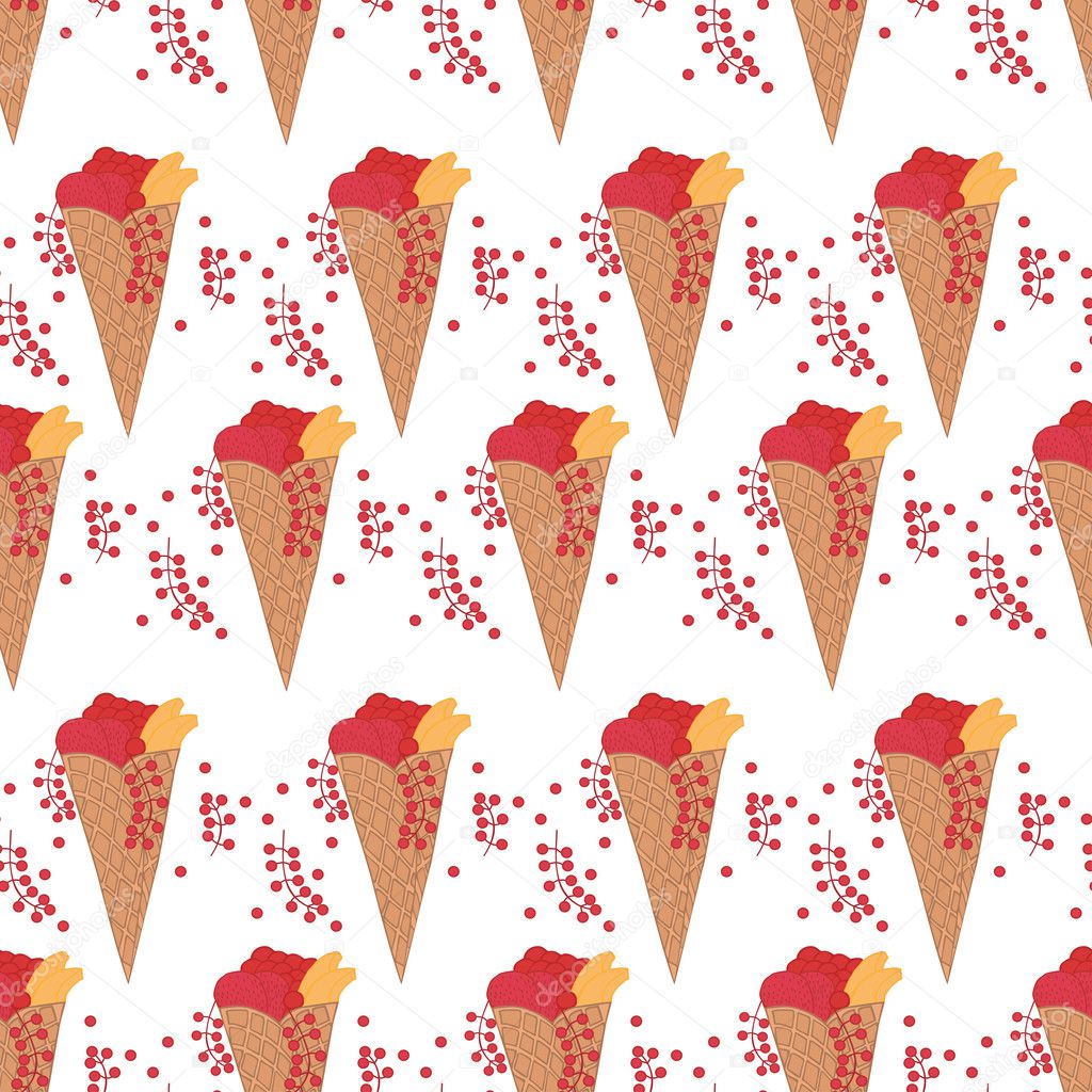 Doodle wafer cone with fruits and berry 