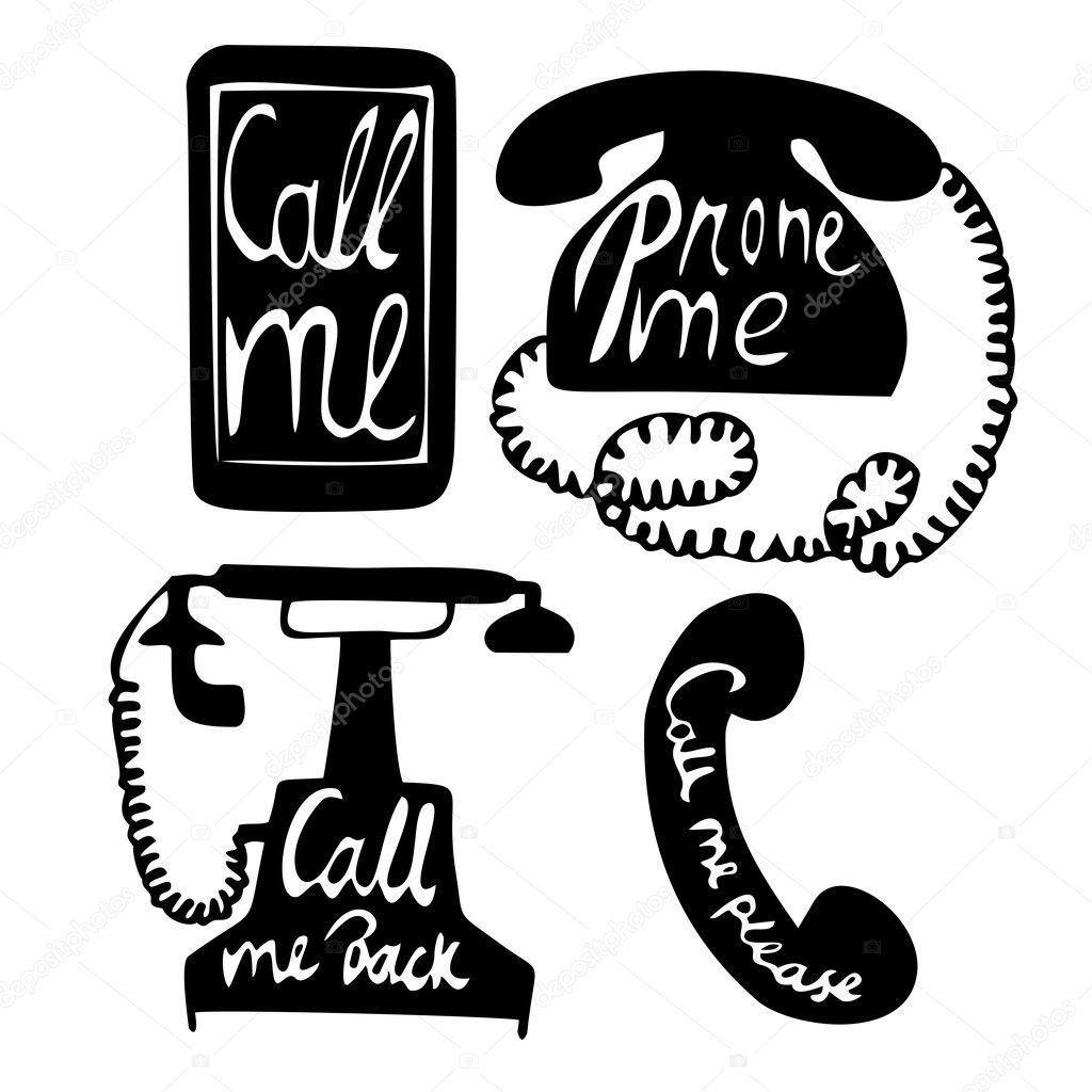 smartphone, phone modern and retro illustration with calligraphy